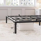 Telaio letto a piattaforma 6/12 TWIN/Full in metallo, supporto a doghe in acciaio resistente, senza rumore, spazio di archiviazione