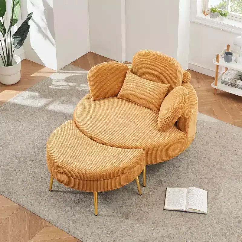 Okak Piccolo divano letto moderno con chaise longue e poggiapiedi contenitore mobile, divano poltrona imbottito per soggiorno, appartamento