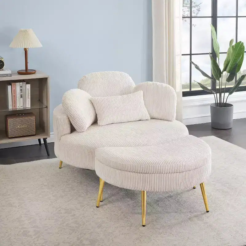 Okak Piccolo divano letto moderno con chaise longue e poggiapiedi contenitore mobile, divano poltrona imbottito per soggiorno, appartamento