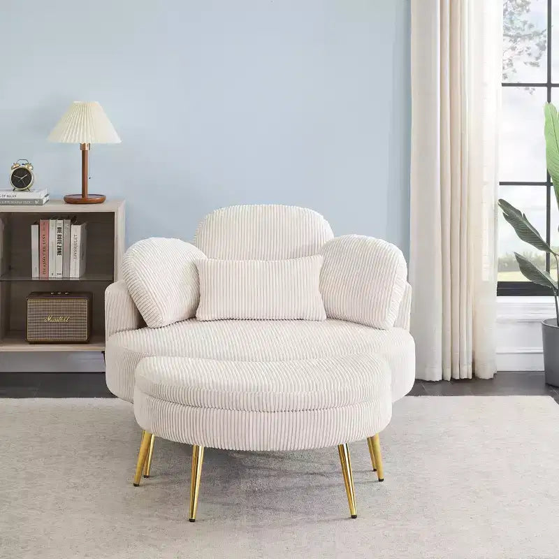 Okak Piccolo divano letto moderno con chaise longue e poggiapiedi contenitore mobile, divano poltrona imbottito per soggiorno, appartamento