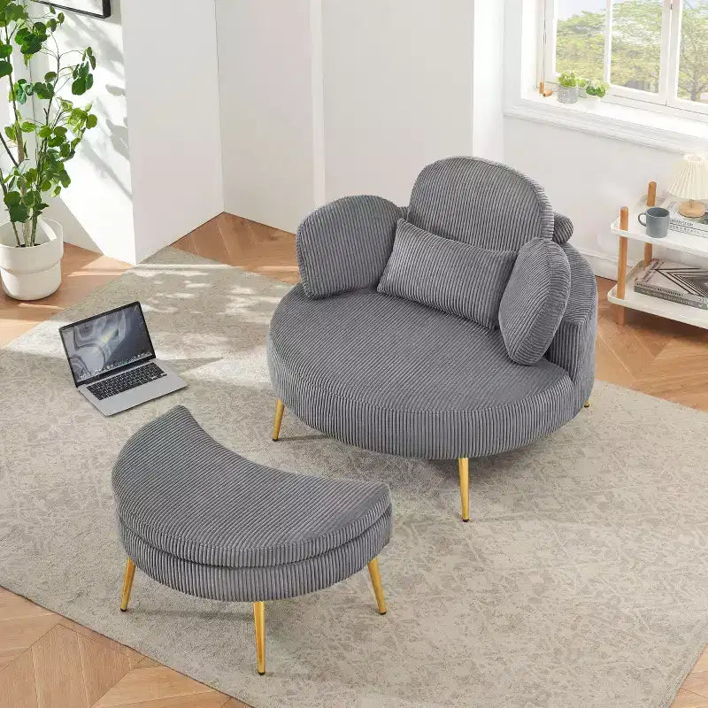 Okak Piccolo divano letto moderno con chaise longue e poggiapiedi contenitore mobile, divano poltrona imbottito per soggiorno, appartamento