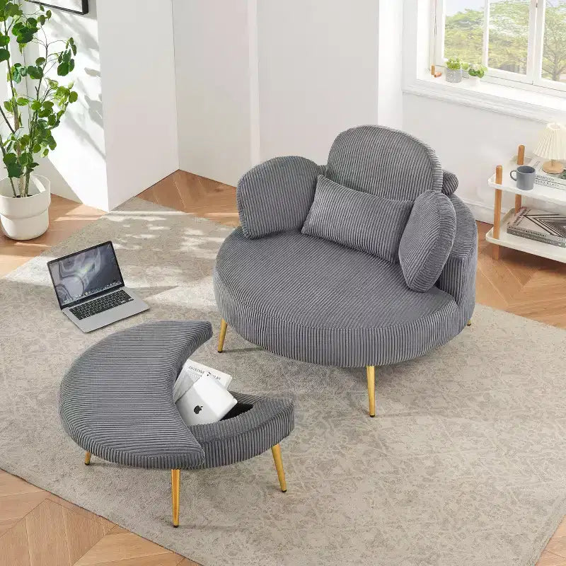 Okak Piccolo divano letto moderno con chaise longue e poggiapiedi contenitore mobile, divano poltrona imbottito per soggiorno, appartamento