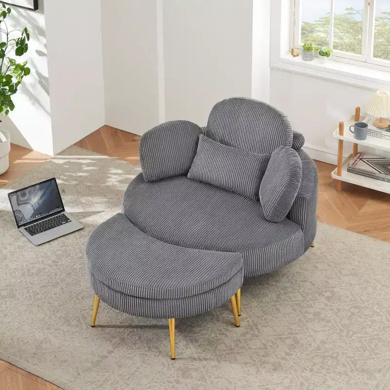 Okak Piccolo divano letto moderno con chaise longue e poggiapiedi contenitore mobile, divano poltrona imbottito per soggiorno, appartamento