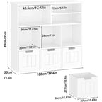 Acekool Libreria per bambini, mobile contenitore giocattoli, organizer con 3 cassetti mobili e ruote nascoste, 6 scomparti per camera da letto, sala giochi, asilo nido, bianco