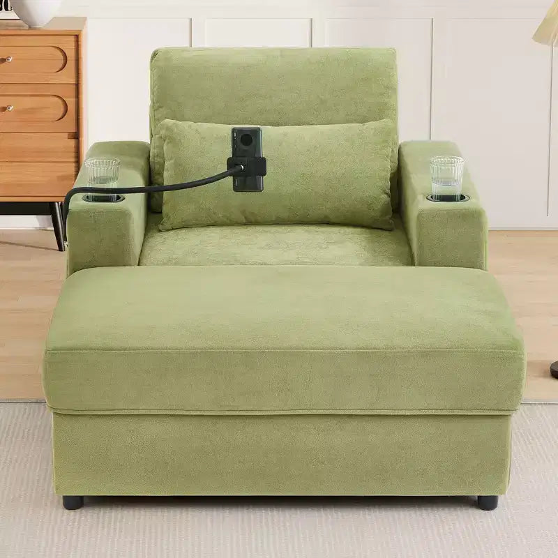 Okak Divano Letto Moderno Comodo con Chaise Longue e Pouf Contenitore Mobile, Divano Imbottito con Seduta Profonda per Soggiorno