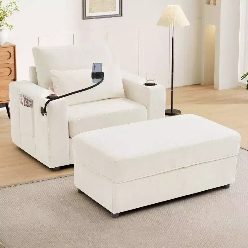 Okak Divano Letto Moderno Comodo con Chaise Longue e Pouf Contenitore Mobile, Divano Imbottito con Seduta Profonda per Soggiorno