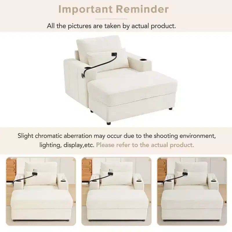 Okak Divano Letto Moderno Comodo con Chaise Longue e Pouf Contenitore Mobile, Divano Imbottito con Seduta Profonda per Soggiorno
