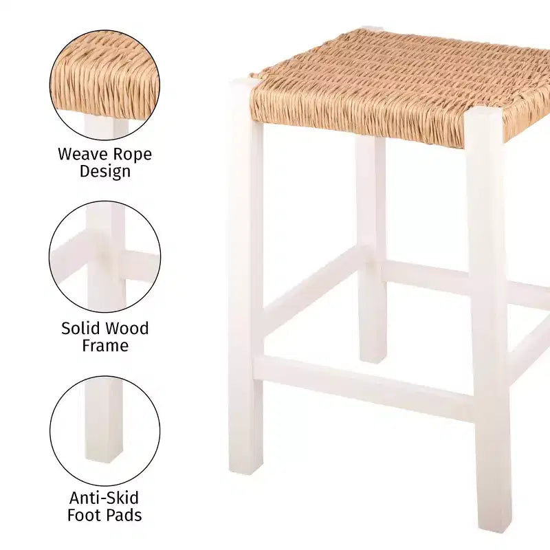 Sgabello da bar in legno da 60 cm Alaterre Furniture Newport con seduta in corda