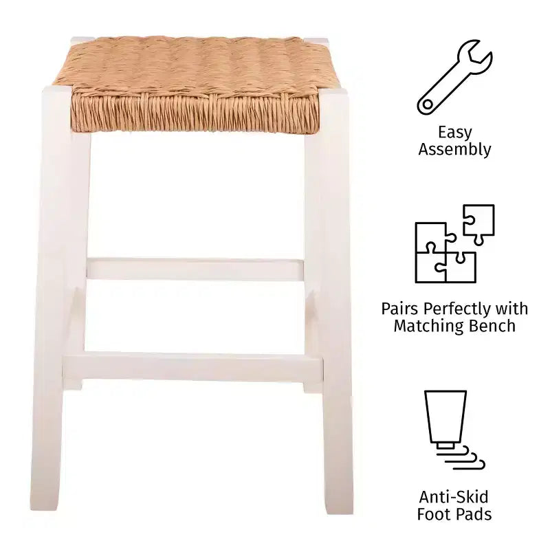 Sgabello da bar in legno da 60 cm Alaterre Furniture Newport con seduta in corda