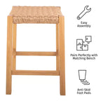 Sgabello da bar in legno da 60 cm Alaterre Furniture Newport con seduta in corda
