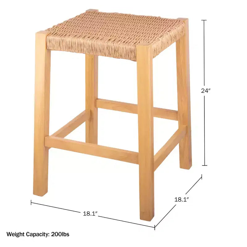 Sgabello da bar in legno da 60 cm Alaterre Furniture Newport con seduta in corda