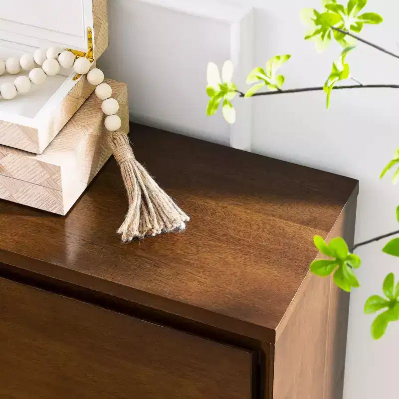Okak 39in Mobile Credenza con 2 Fori di Uscita, Armadietto Contenitore, Armadietto da Cucina per Soggiorno, Cucina, Sala da Pranzo, Noce