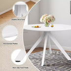 MAYEERTY Tavolo da Pranzo Rotondo in Legno da 120 cm con Struttura in Metallo Adatto per 4-6 Persone per Cucina Sala da Pranzo Soggiorno Bianco