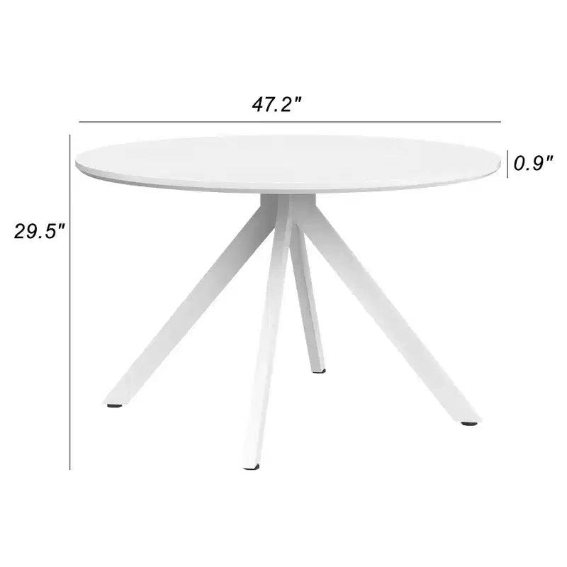 MAYEERTY Tavolo da Pranzo Rotondo in Legno da 120 cm con Struttura in Metallo Adatto per 4-6 Persone per Cucina Sala da Pranzo Soggiorno Bianco