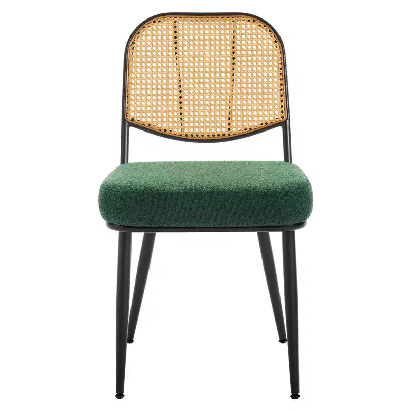 Bekrvio Rattan Dining Chairs Set di 2 - Sedie Laterali in Bouclé con Schienale in Cannage e Gambe in Metallo, Stile Moderno di Metà Secolo, per Cucina