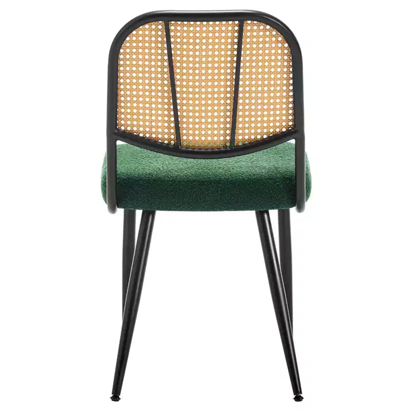 Bekrvio Rattan Dining Chairs Set di 2 - Sedie Laterali in Bouclé con Schienale in Cannage e Gambe in Metallo, Stile Moderno di Metà Secolo, per Cucina