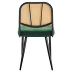 Bekrvio Rattan Dining Chairs Set di 2 - Sedie Laterali in Bouclé con Schienale in Cannage e Gambe in Metallo, Stile Moderno di Metà Secolo, per Cucina