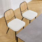 Bekrvio Rattan Dining Chairs Set di 2 - Sedie Laterali in Bouclé con Schienale in Cannage e Gambe in Metallo, Stile Moderno di Metà Secolo, per Cucina