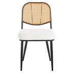 Bekrvio Rattan Dining Chairs Set di 2 - Sedie Laterali in Bouclé con Schienale in Cannage e Gambe in Metallo, Stile Moderno di Metà Secolo, per Cucina