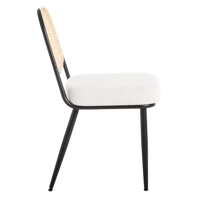 Bekrvio Rattan Dining Chairs Set di 2 - Sedie Laterali in Bouclé con Schienale in Cannage e Gambe in Metallo, Stile Moderno di Metà Secolo, per Cucina