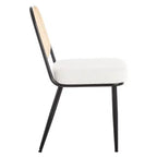 Bekrvio Rattan Dining Chairs Set di 2 - Sedie Laterali in Bouclé con Schienale in Cannage e Gambe in Metallo, Stile Moderno di Metà Secolo, per Cucina