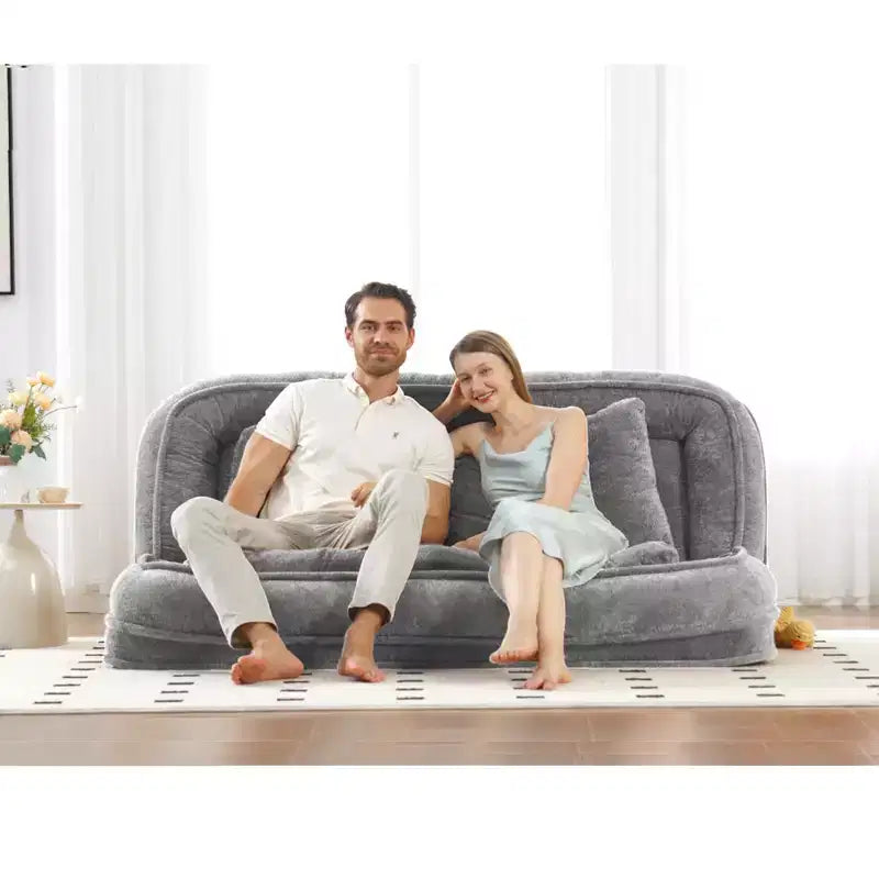 Okak Grande Pouf a Sacco Divano Letto per Cani con 5 Posizioni Regolabili, Divano Pigro in Ciniglia Extra Morbido 2-in-1 per Te e i Tuoi Animali Domestici