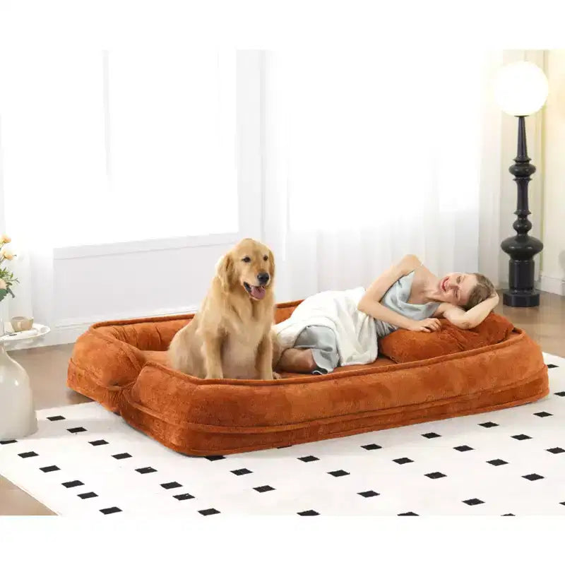 Okak Grande Pouf a Sacco Divano Letto per Cani con 5 Posizioni Regolabili, Divano Pigro in Ciniglia Extra Morbido 2-in-1 per Te e i Tuoi Animali Domestici