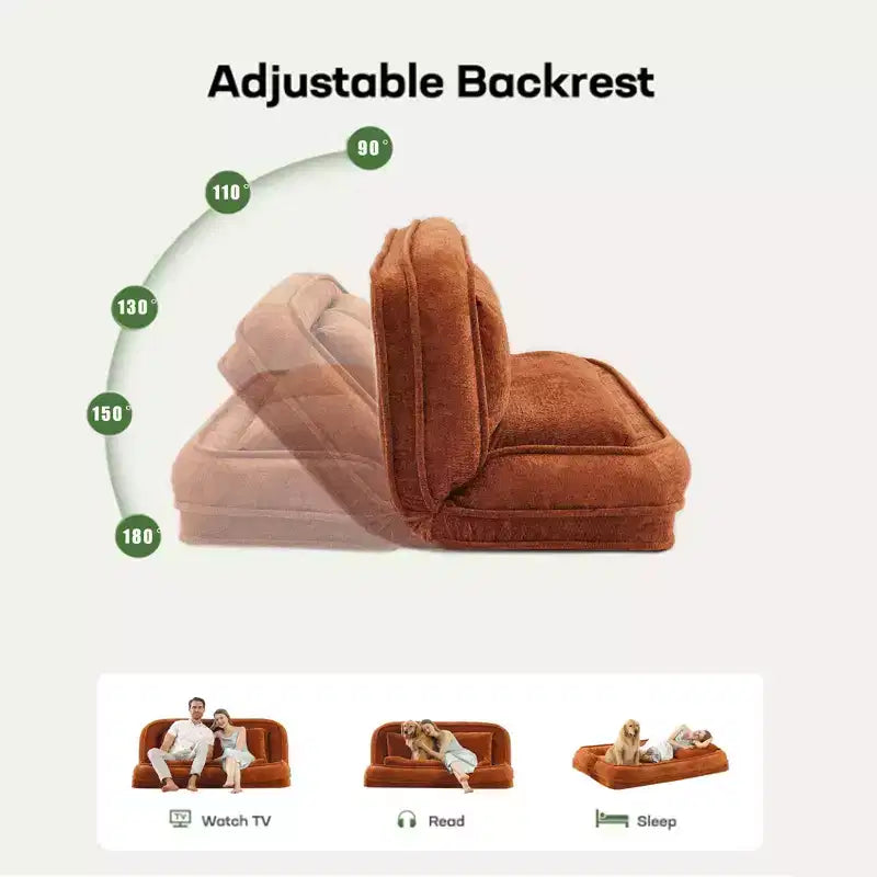Okak Grande Pouf a Sacco Divano Letto per Cani con 5 Posizioni Regolabili, Divano Pigro in Ciniglia Extra Morbido 2-in-1 per Te e i Tuoi Animali Domestici