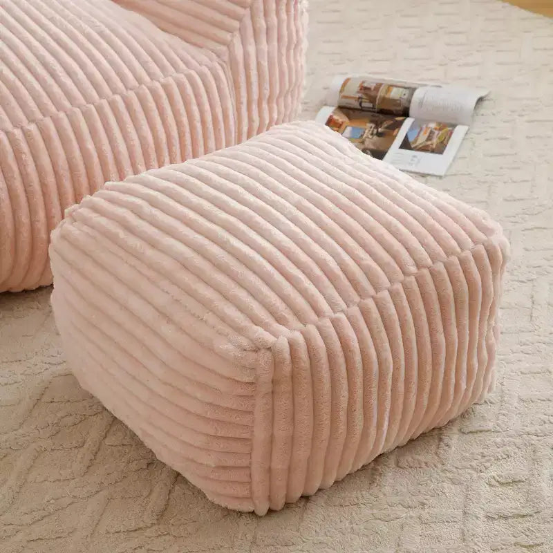 Divano Sacco Okak Moderno in Velluto a Coste Felpato con Braccioli e Poggiapiedi, Poltrona Lounge per Soggiorno, Camera da Letto