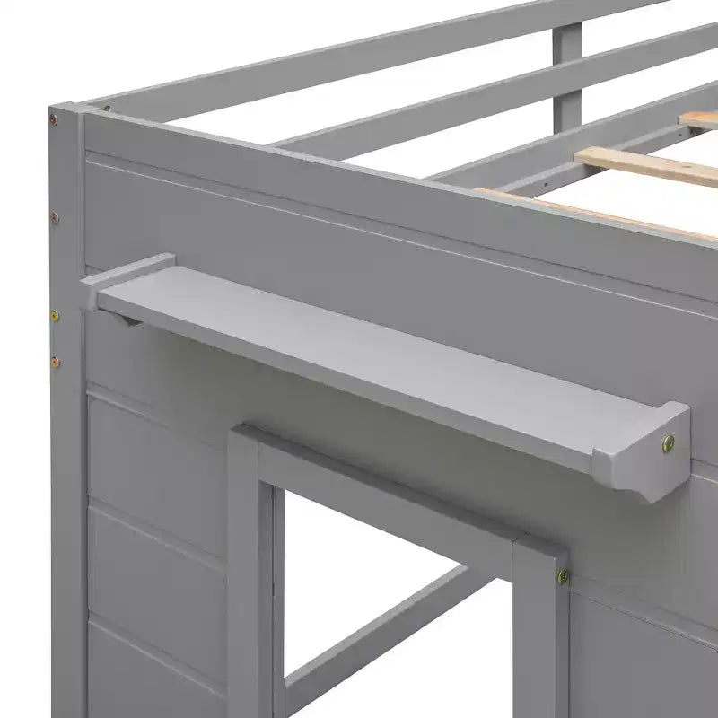 Letto a soppalco basso con contenitore per bambini, letto a soppalco singolo in legno con armadio e mensola per bambine e bambini