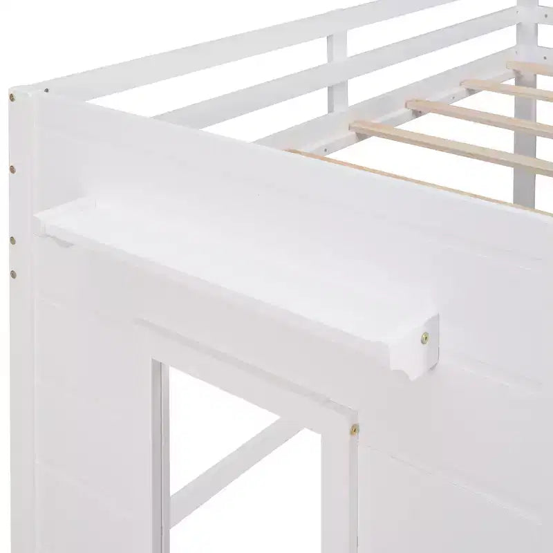 Letto a soppalco basso con contenitore per bambini, letto a soppalco singolo in legno con armadio e mensola per bambine e bambini