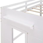 Letto a soppalco basso con contenitore per bambini, letto a soppalco singolo in legno con armadio e mensola per bambine e bambini