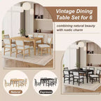 GDFStudio Giles - Set da pranzo 7 pezzi con tavolo rettangolare in legno e sedie imbottite