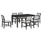 GDFStudio Giles - Set da pranzo 7 pezzi con tavolo rettangolare in legno e sedie imbottite
