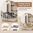 GDFStudio Giles - Set da pranzo 7 pezzi con tavolo rettangolare in legno e sedie imbottite