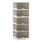 Costway 5-Cube Stackable Storage Bins with Detachable Wheels 22.5 Gal Large Organizer