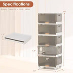 Costway Contenitori Impilabili a 5 Cubi con Ruote Staccabili Organizer Grande da 85 Litri