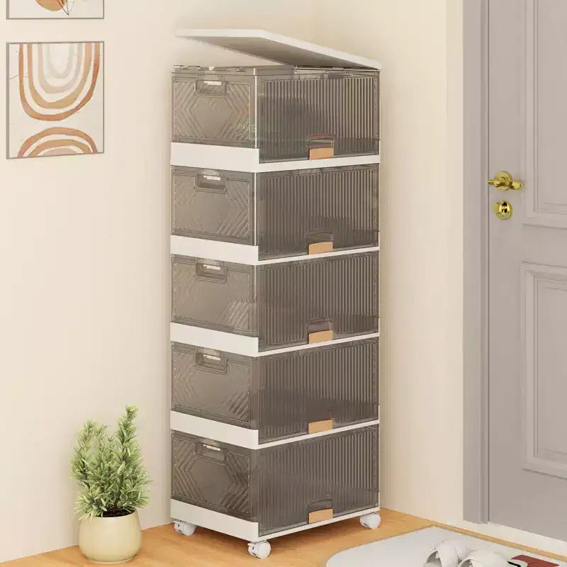 Costway Contenitori Impilabili a 5 Cubi con Ruote Staccabili Organizer Grande da 85 Litri