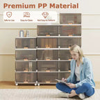 Costway Contenitori Impilabili a 5 Cubi con Ruote Staccabili Organizer Grande da 85 Litri