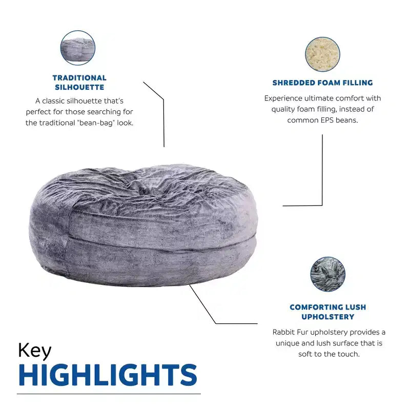 HomeStock Bala Pouf 150 cm in schiuma e pelliccia sintetica