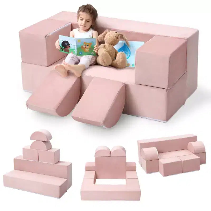Divano per bambini per neonati, in schiuma con cuscini rimovibili, divano morbido convertibile per leggere, giocare e dormire
