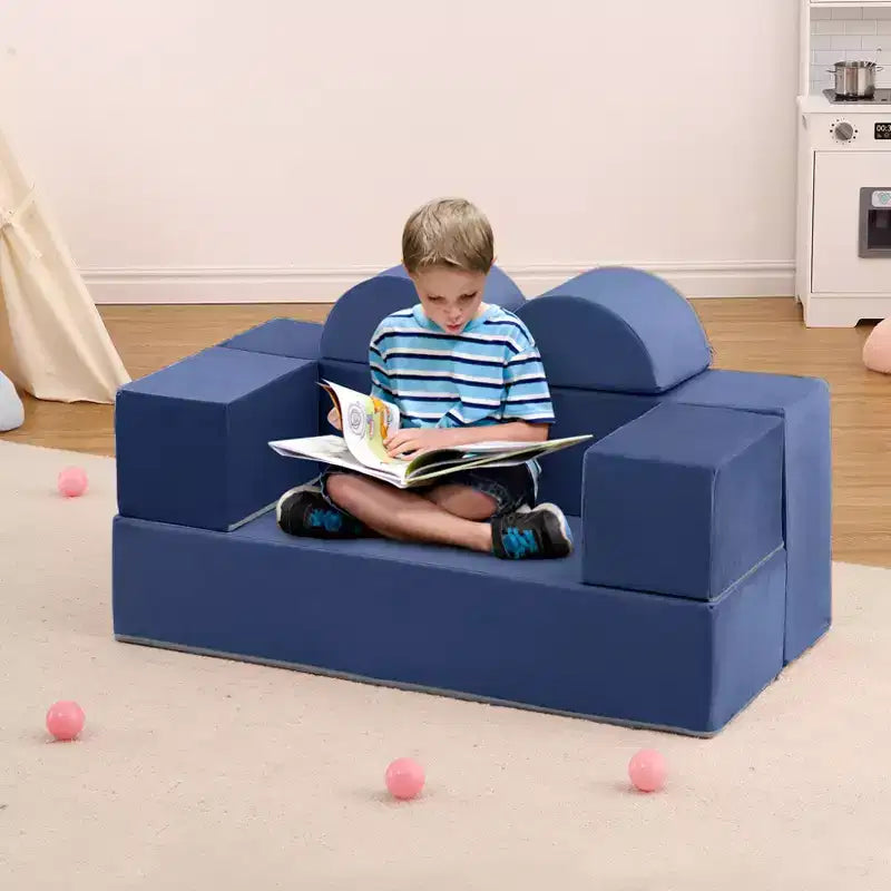 Kids Sofa Set Couch for Toddlers, Foam with Detachable Cushions Convertible Soft Couch for Reading Playing and Sleeping
