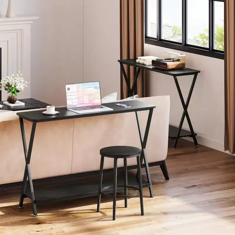 Coolmee Tavolino Consolle Stretto a 2 Ripiani, Tavolino Piccolo da Ingresso, Tavolino da Esposizione con Mensole, Tavolo da Divano per Soggiorno Corridoio Ingresso Atrio