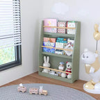Scaffale per Libri per Bambini a 3 Livelli, Porta Libri per Bambini, Aiuta a Mantenere Organizzate Camere da Letto, Sale Giochi e Aule, Salvia