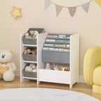 Scaffale per libri per bambini e organizer per giocattoli, libreria multifunzionale a 4 ripiani per bambini con 3 cassetti pieghevoli in tessuto