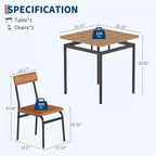 Set da pranzo per 3 persone, Tavolo e sedie moderni in legno con 2 sedie imbottite in pelle PU, Set da 3 pezzi per angolo colazione, Per piccoli spazi