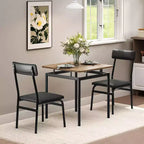 Set da pranzo per 3 persone, Tavolo e sedie moderni in legno con 2 sedie imbottite in pelle PU, Set da 3 pezzi per angolo colazione, Per piccoli spazi