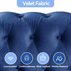 Poltrona Chesterfield in velluto con cuscino profondo per soggiorno, blu - Morden Fort