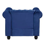 Poltrona Chesterfield in velluto con cuscino profondo per soggiorno, blu - Morden Fort