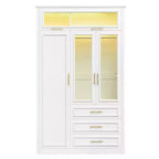 Whisen Armadio a 3 ante con LED e 3 cassetti - Bianco